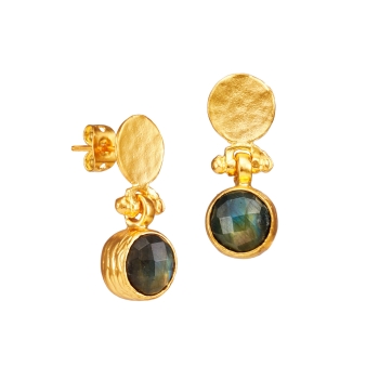 Earring made from brass, goldplated, Labradorite